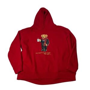 Polo Ralph Lauren Bear Hoodie Mens 3XB Red Big Tall Coco Graphic Sweatshirt